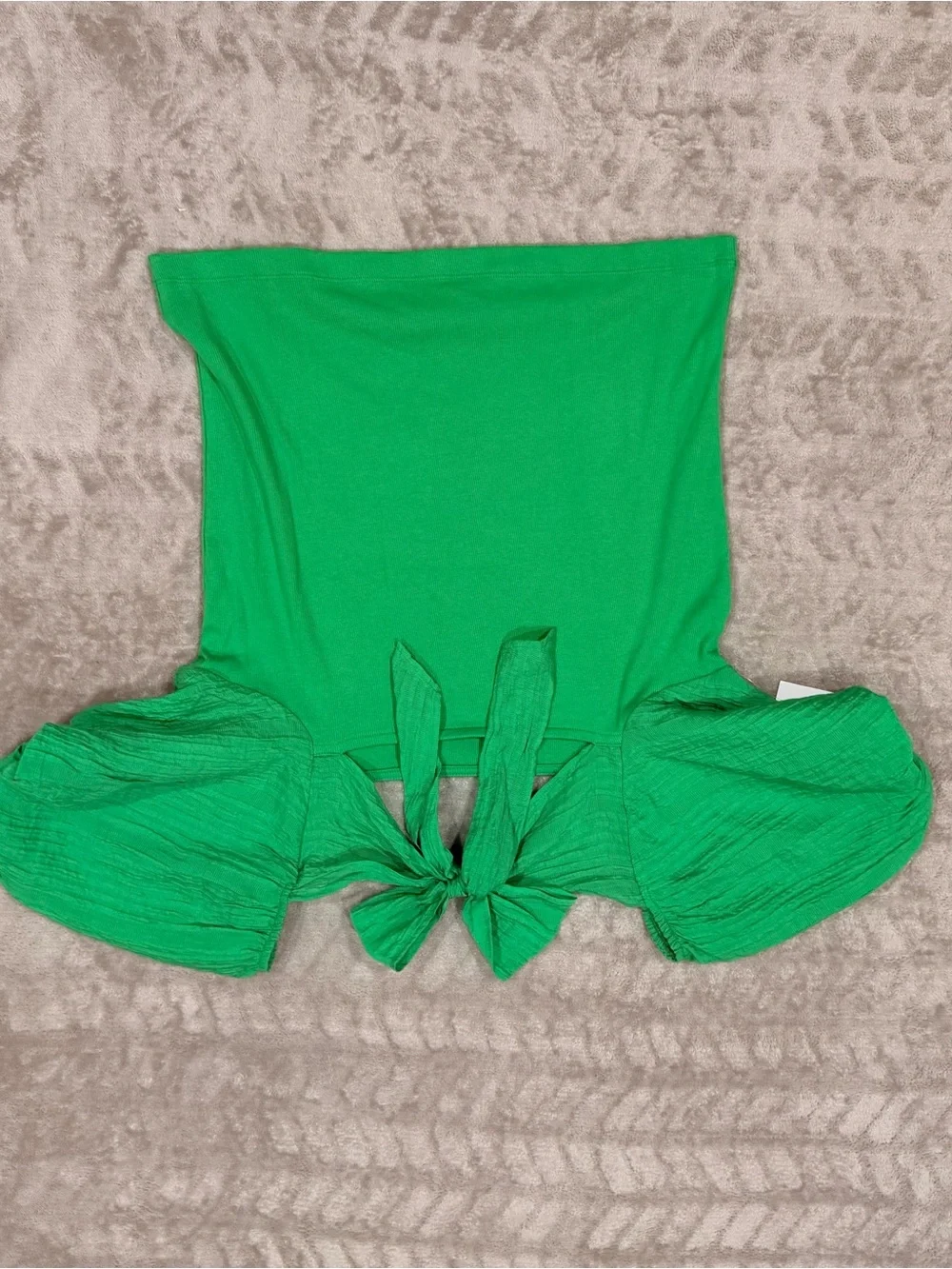 LOFT Green Puff Short Sleeve Tie Back Square Neck Top Blouse NWT Size XL